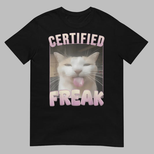 Certified Freak Funny Cat Cotton T-shirt
